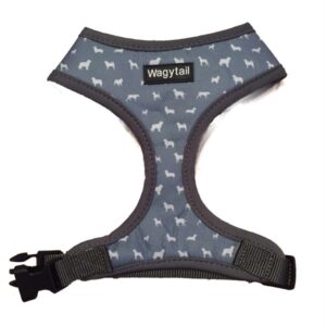 Grey Dog Harness with white dog silhouettes by Wagytail