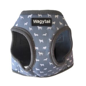 Grey Dog Step In Harness with white dog silhouettes by Wagytail