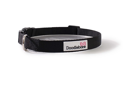 Doodlebone Bold Nylon Adjustable Black Dog Collar