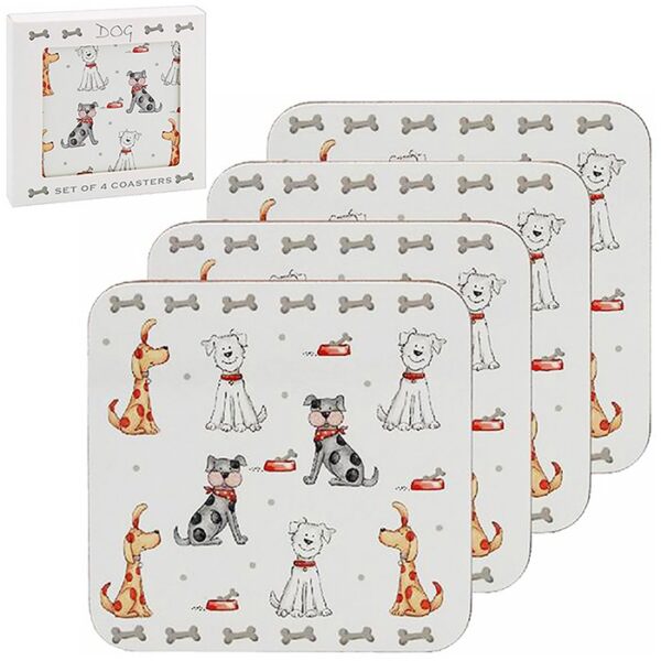 Lesser and Pavey Faithful Friends Set of Four Dog Print Coasters