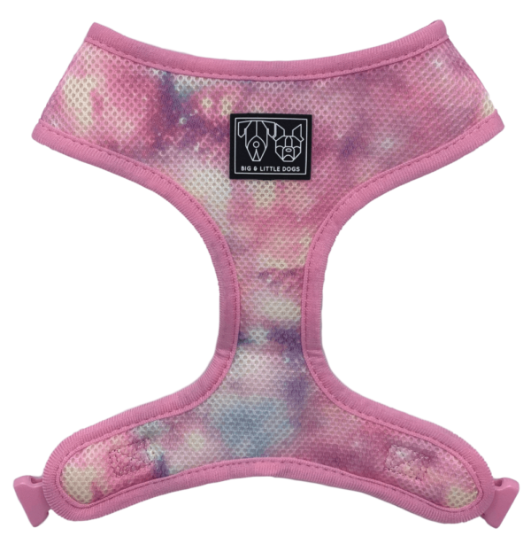 'For Flocks Sake' Reversible Dog Harness with a flamingo and galaxy design by Big & Little Dogs