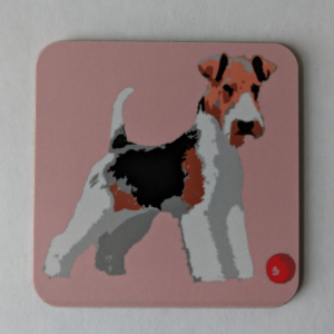Pink Fox Terrier Coaster by Betty Boyns