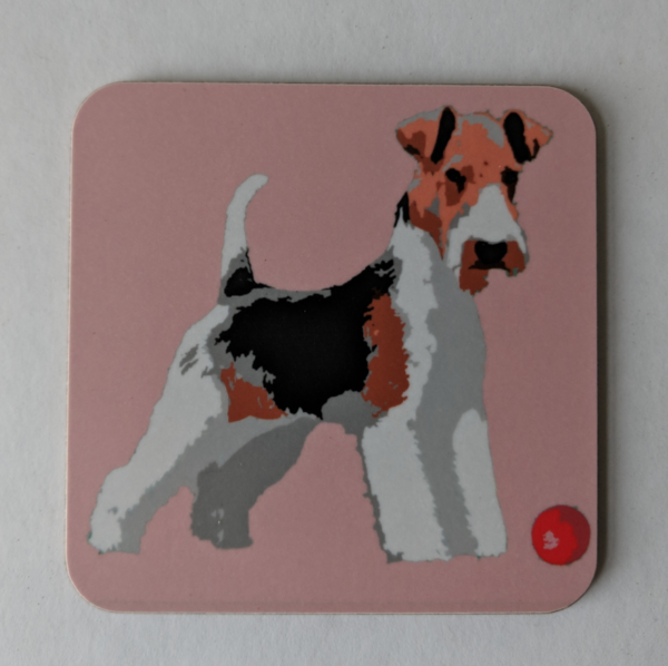 Pink Fox Terrier Coaster by Betty Boyns