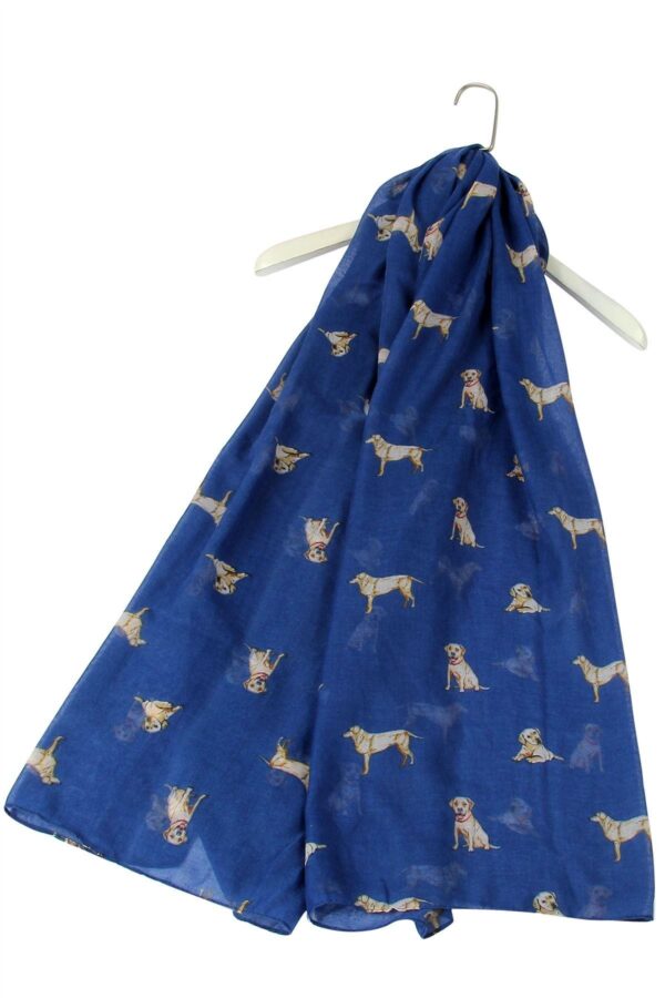 Blue Golden Labrador Dog Print Scarf