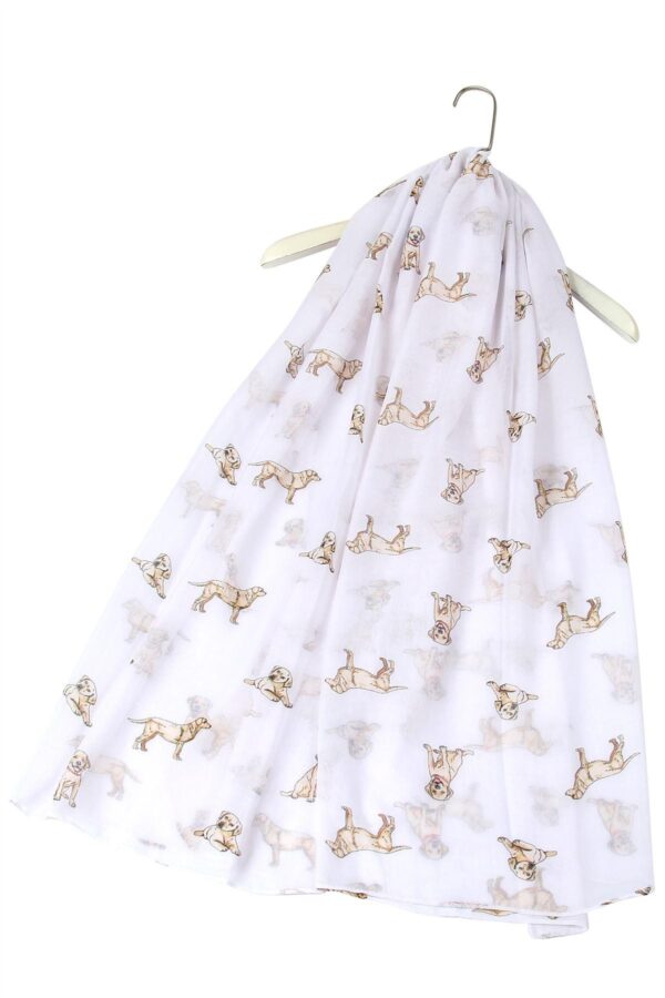 White Golden Labrador Dog Print Scarf