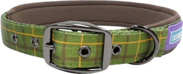 Dog & Co Green Country Check Buckle Dog Collar at The Lancashire Dog Company