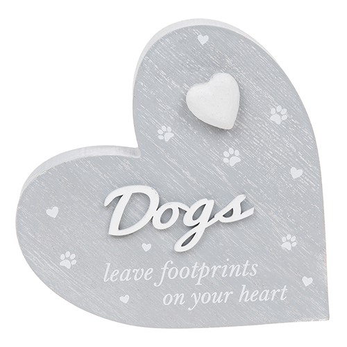 Grey Standing Heart Dogs Leave Footprints On Your Heart