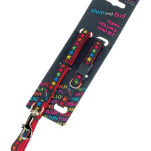 Hem and Boo Black Star Puppy Collar and Lead Set