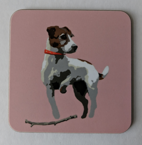 Pink Jack Russell Coaster by Betty Boyns