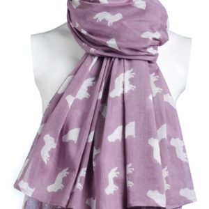 A pink cotton scarf with a white Cavalier King Charles Spaniel dog silhouette by The Lancashire Dog Company