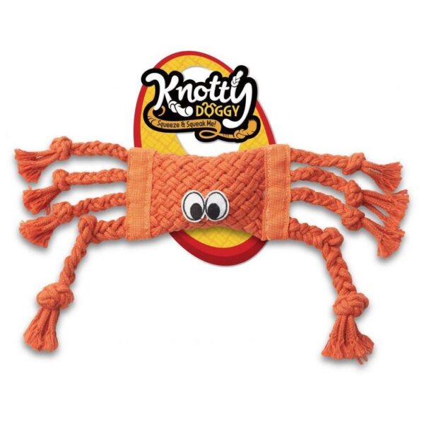 Large Knotty Doggy Crab Squeaky Rope Dog Toy