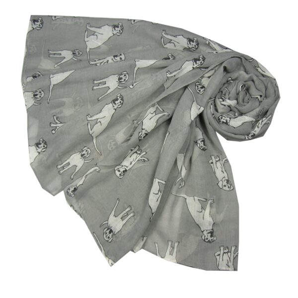 A gorgeous Labrador dog print scarf available in grey