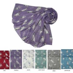 A gorgeous Labrador dog print scarf available in a range of colours