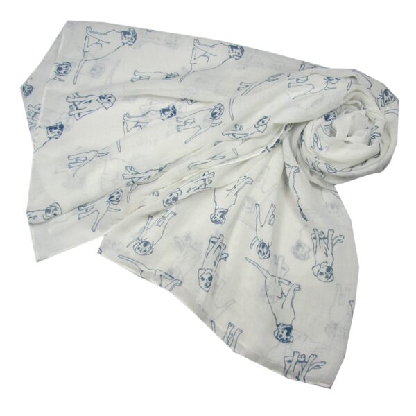 A gorgeous Labrador dog print scarf available in white