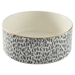 Mason Cash Black and White Splatter Gold Trim Dog Food Bowl