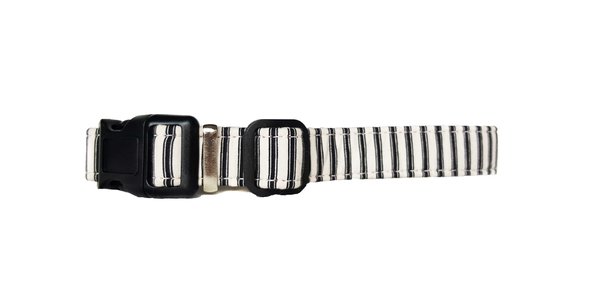 Black and White Monochrome Striped Adjustable Dog Collar by Arton & Co