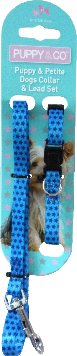 Puppy & Co Blue Star Puppy Collar and Lead Set