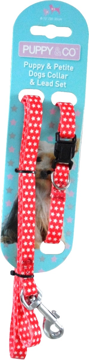 Puppy & Co Red Star Puppy Collar and Lead Set