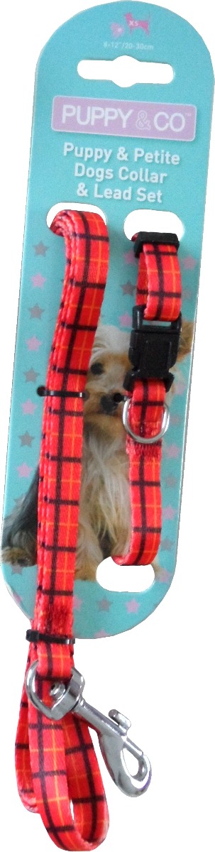 Puppy & Co Red Tartan Puppy Collar and Lead Set