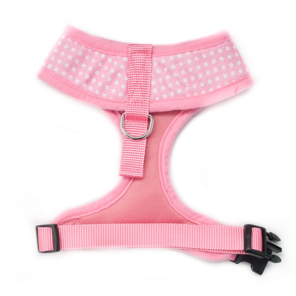 Back of Pink Dog Harness with White Polka Dots by Wagytail