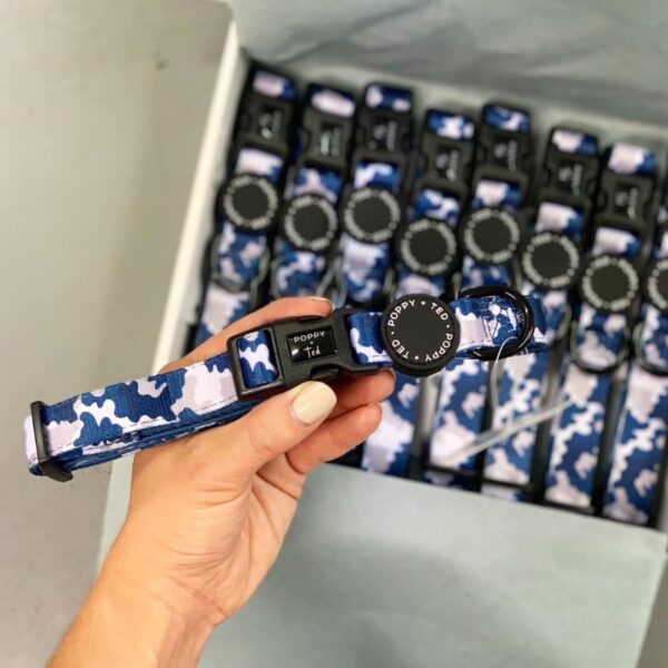 Poppy and Ted Blue Camo Adjustable Dog Collar
