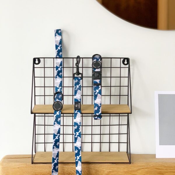 Poppy and Ted Blue Camo Dog Lead and Collar