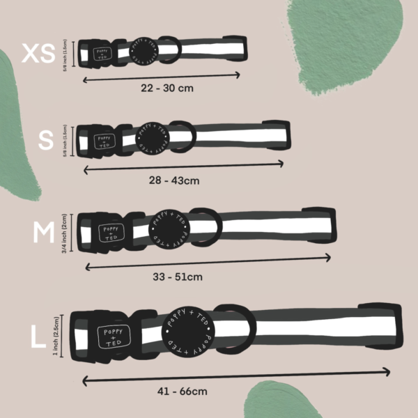 Poppy and Ted Adjustable Dog Collar Size Guide