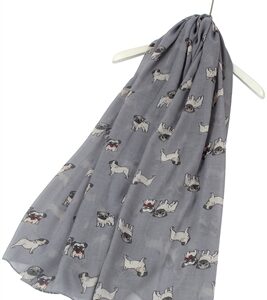 Pug print scarf in grey