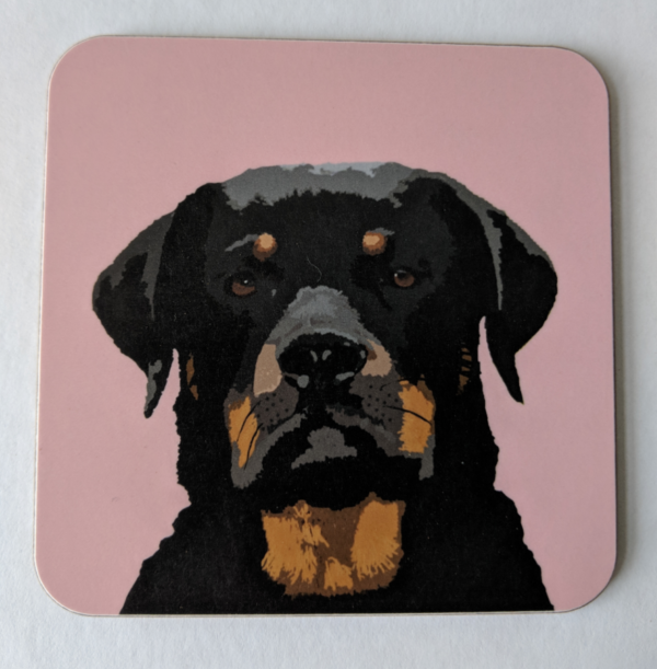 Pink Rottweiler Coaster by Betty Boyns