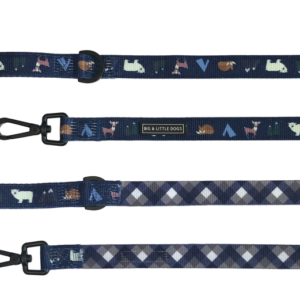 Scandi Forest and blue, grey and white diamond check print Dog Lead by Big & Little Dogs