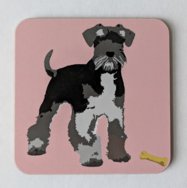 Pink Schnauzer coaster by Betty Boyns