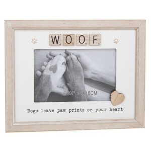 Scrabble ‘Woof’ Wood Photograph Frame - Dogs Leave paw prints on your heart