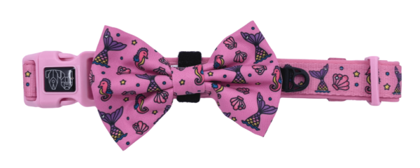 Big & Little Dogs 'Sea Life' Mermaid print Dog Collar and Detachable Bow Tie