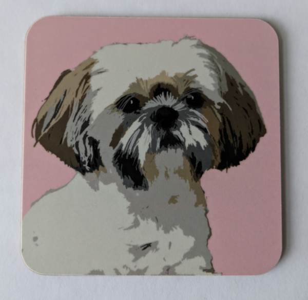 Pink Shih Tzu Coaster by Betty Boyns