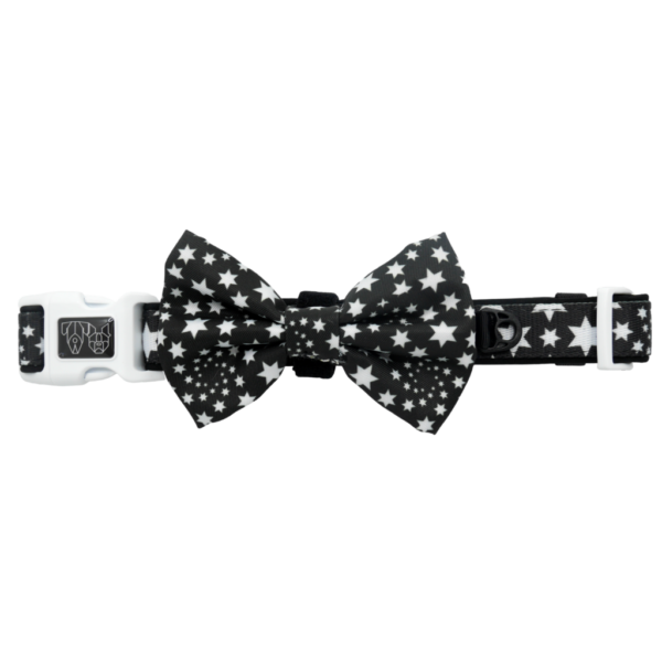 Big & Little Dogs 'Shoot For The Stars' star print black dog collar and detachable bow tie