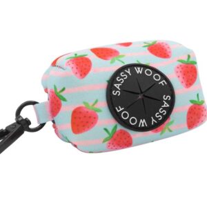 Sassy Woof 'I Woof You Berry Much' Strawberry Print Poo Bag Holder