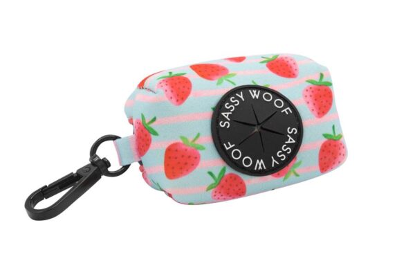 Sassy Woof 'I Woof You Berry Much' Strawberry Print Poo Bag Holder