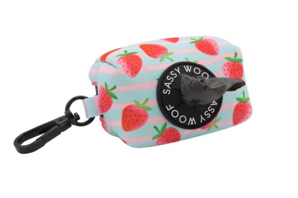 Sassy Woof 'I Woof You Berry Much' Strawberry Print Poo Bag Holder