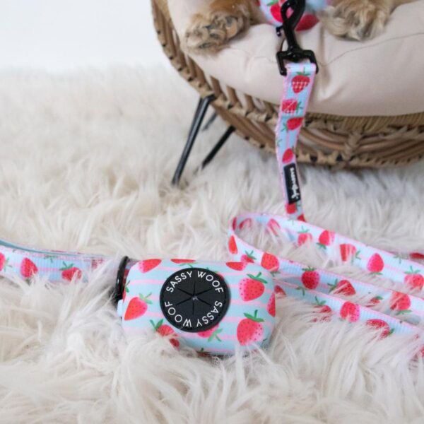 Sassy Woof 'I Woof You Berry Much' Strawberry Print Poo Bag Holder