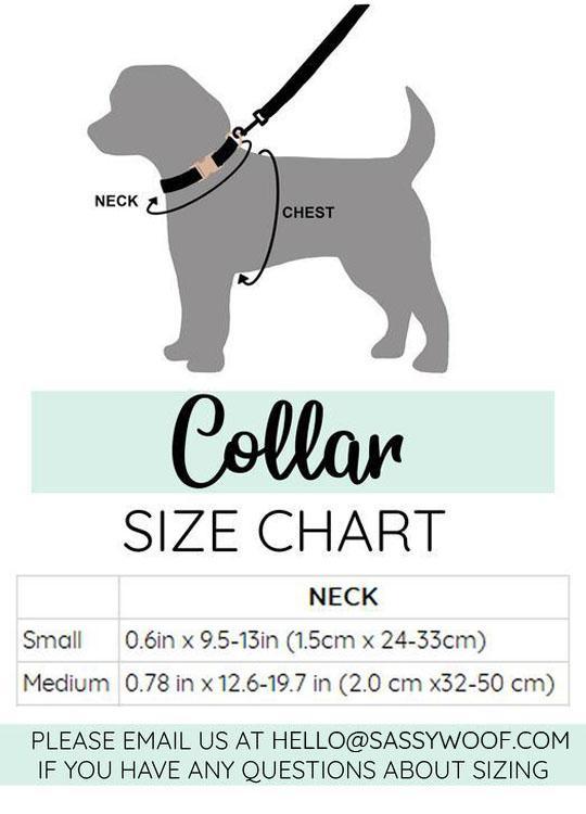 Sassy Woof Adjustable Dog Collar Size Guide