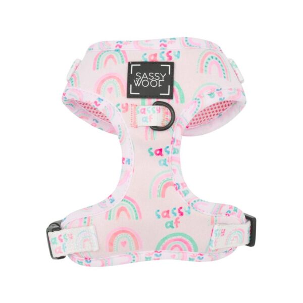 Sassy Woof 'Sassy AF' Rainbow Pink Adjustable Dog Harness
