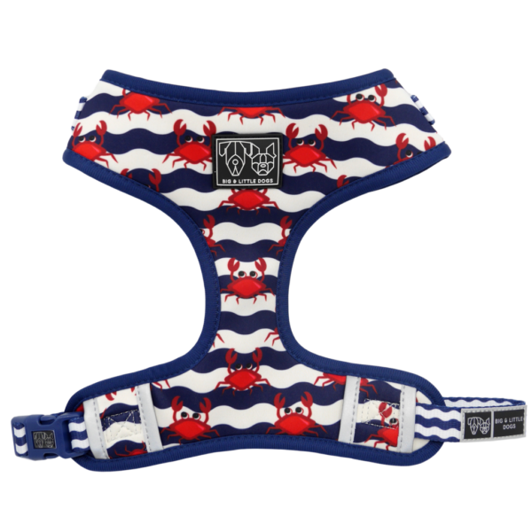 Big & Little Dogs 'Under The Sea' crab print adjustable blue dog harness