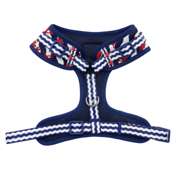 Big & Little Dogs 'Under The Sea' crab print adjustable blue dog harness