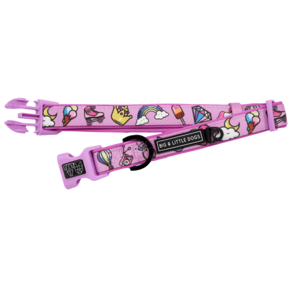 Big & Little Dogs 'One of a Kind' Unicorn and Rainbow Print Dog Collar and Detachable Bow Tie