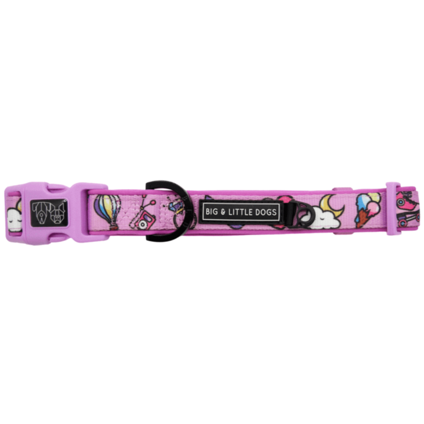 Big & Little Dogs 'One of a Kind' Unicorn and Rainbow Print Dog Collar and Detachable Bow Tie