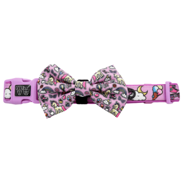 Big & Little Dogs 'One of a Kind' Unicorn and Rainbow Print Dog Collar and Detachable Bow Tie