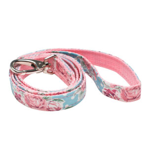 A pretty pink and blue floral design dog lead by Urban Pup