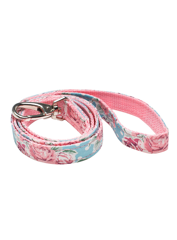 A pretty pink and blue floral design dog lead by Urban Pup