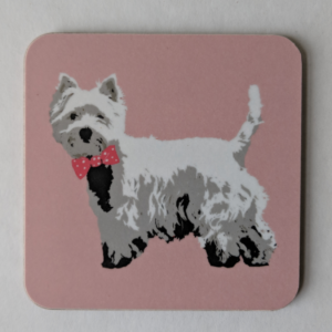 Pink Westie Coaster by Betty Boyns