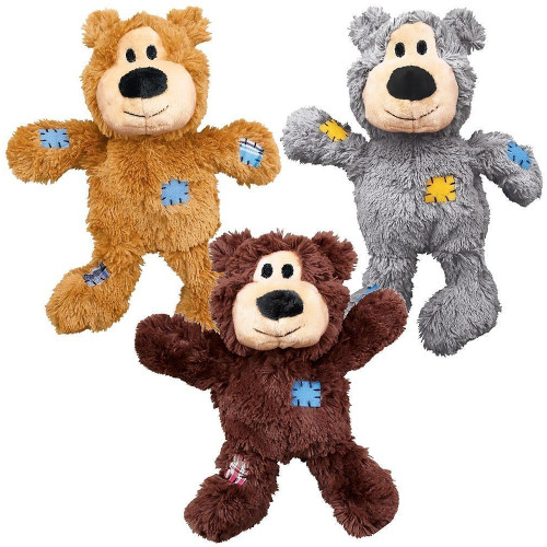 Medium KONG Wild Knots Bear Dog Toy available in Beige, Brown and Grey